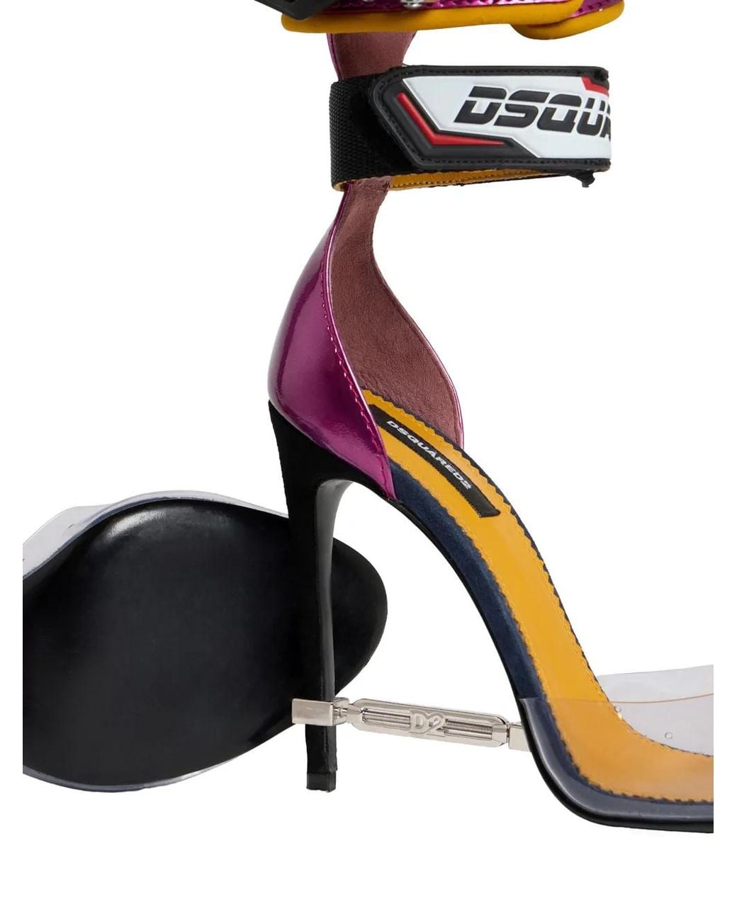DSquared² White Metallic Leather Touch-Strap Sandals