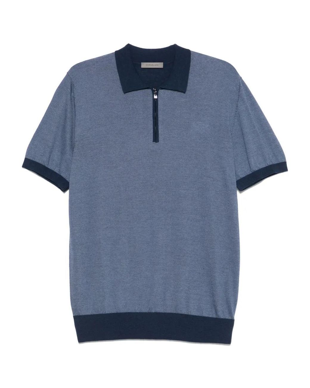 Corneliani Blue Knitted Polo Shirt for men