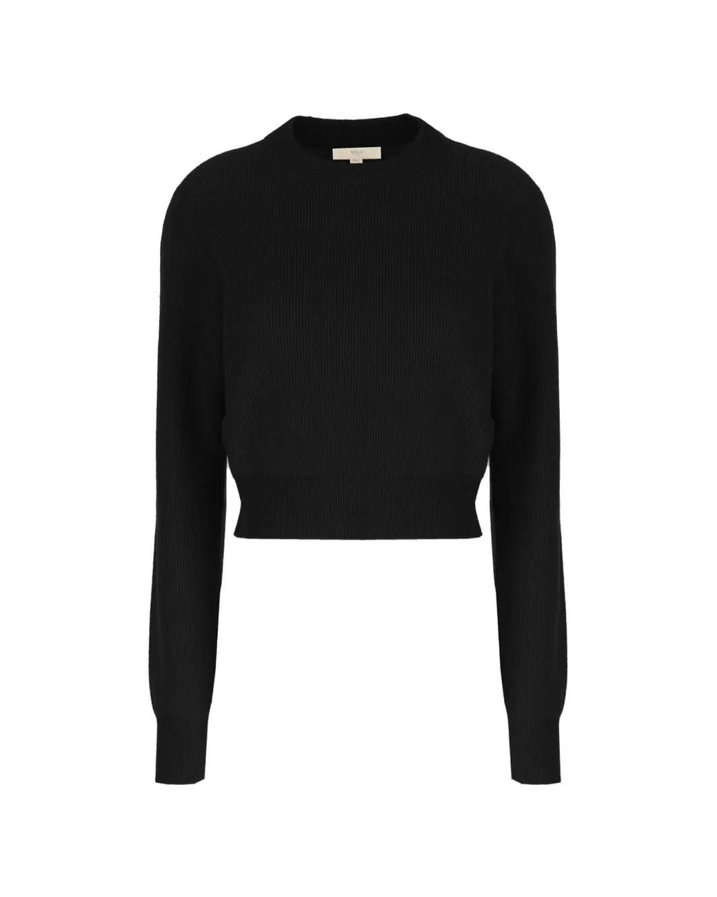 Malo Black Ribbed-Knit Cropped Sweater