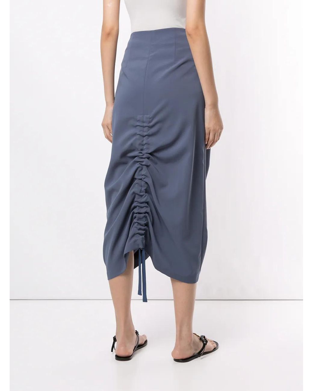 Goen.J Midi-Rok Met Ruche in het Blue