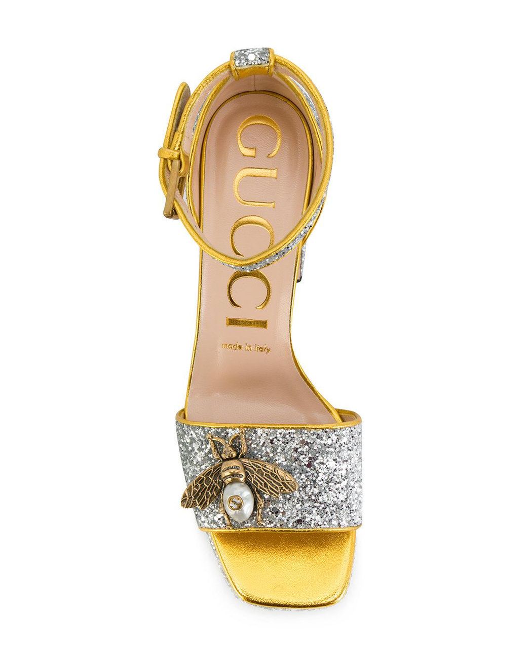 Gucci Glitter Bee Sandals in Metallic