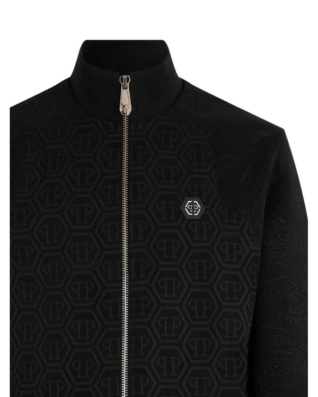 Philipp Plein Black Jacquard Monogram Tracksuit Jacket for men