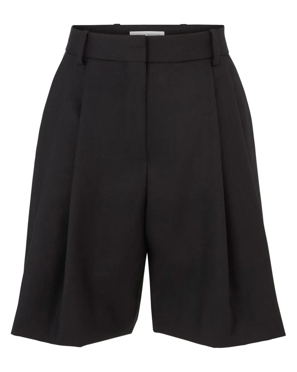 Nina Ricci Black Pleat-Detail Wide-Leg Wool Shorts