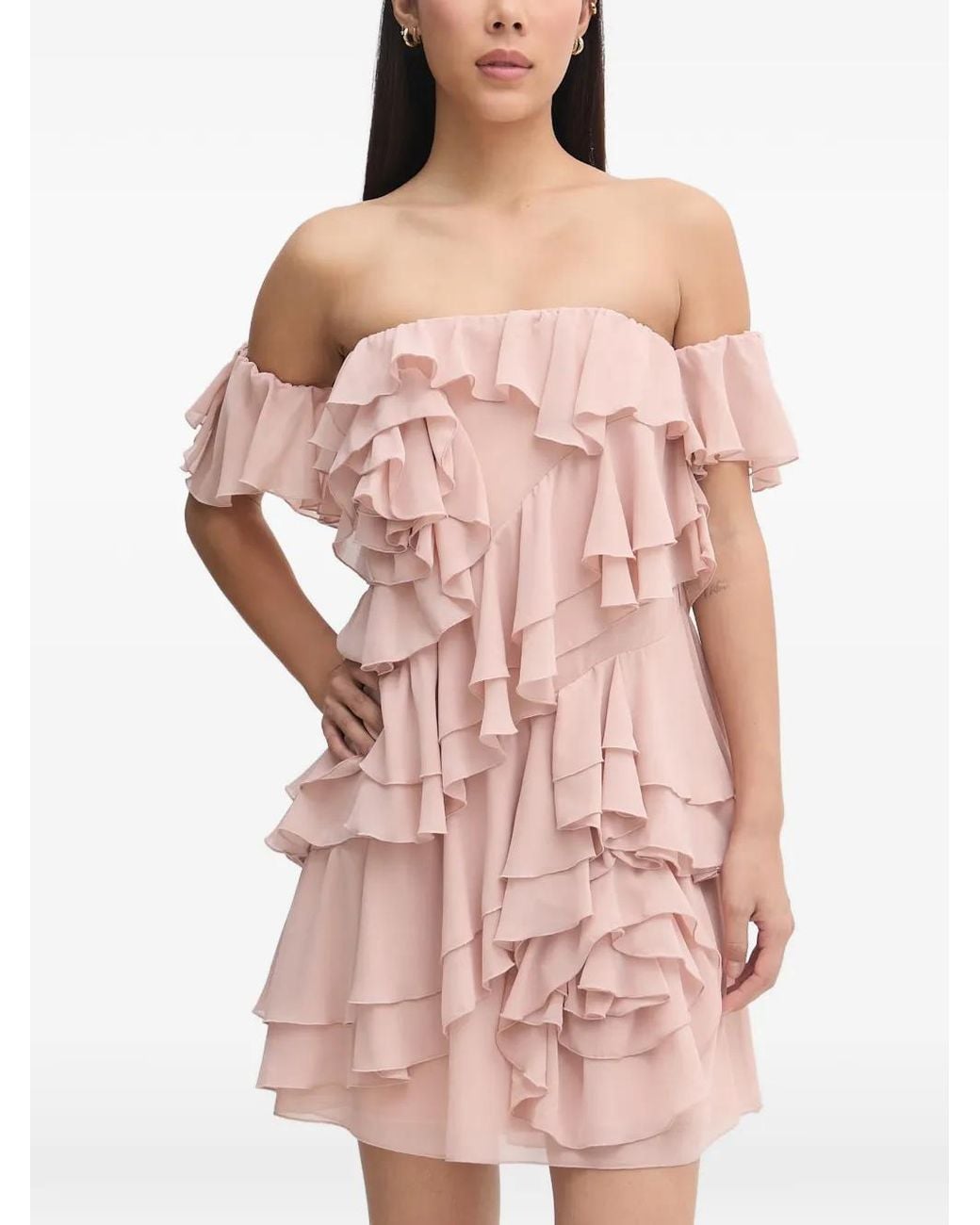 Aniye By Pink Teodora Ruffled Off-Shoulder Mini Dress