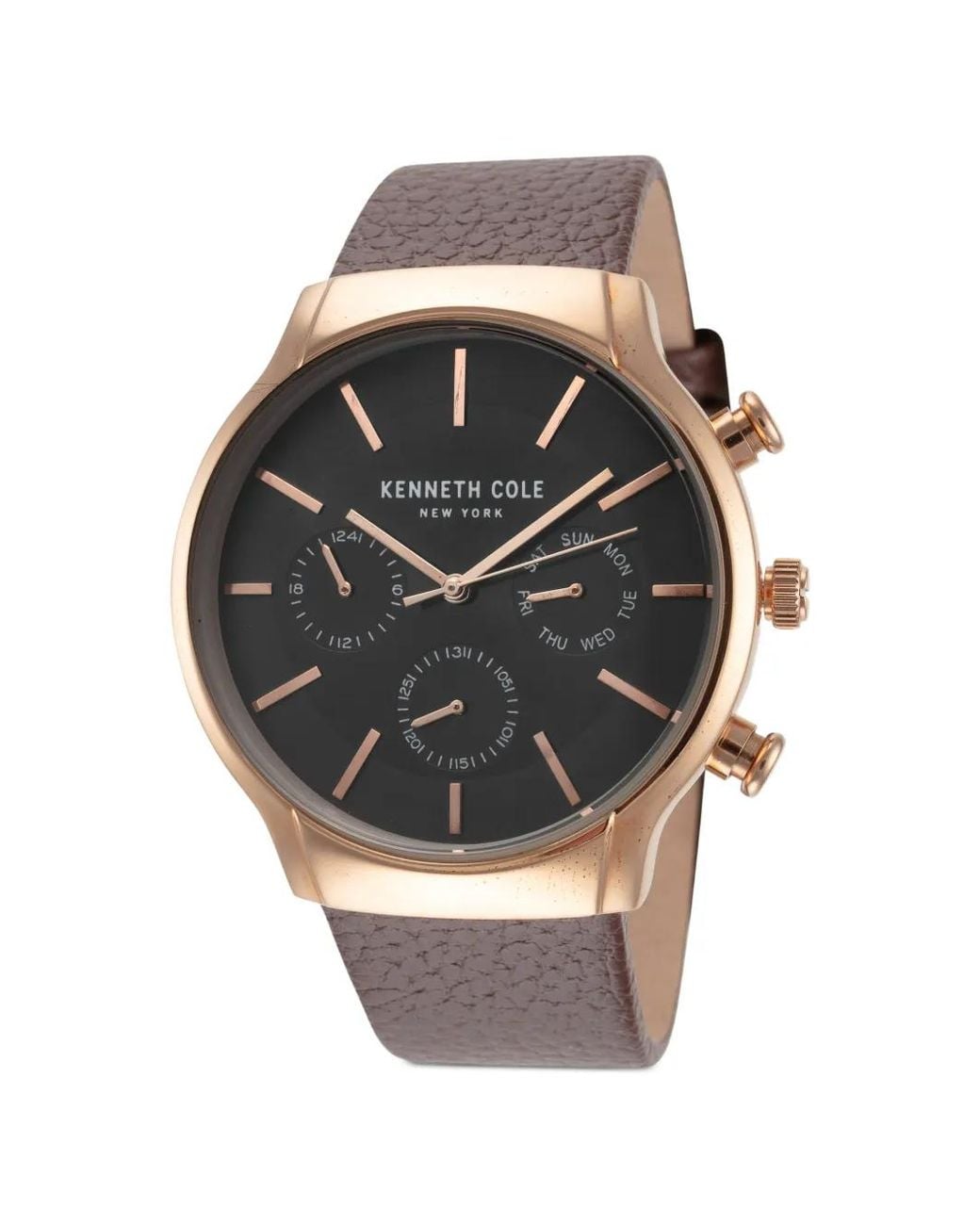 Kenneth Cole Gray Montre À Bracelet En Cuir Mm for men