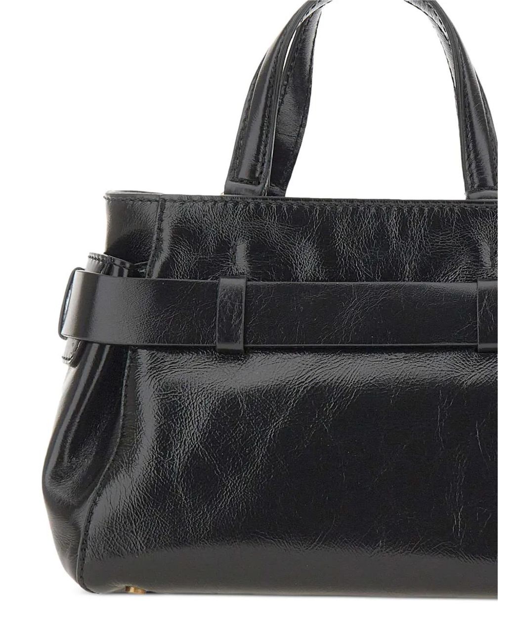 Gianni Chiarini Black Small Miranda Knotted Leather Tote Bag