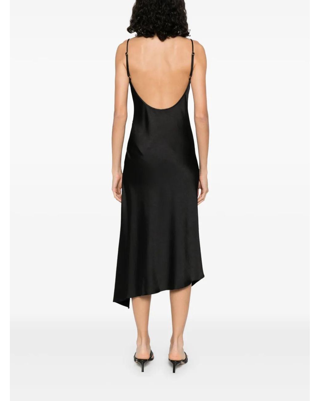 Nissa Black Spaghetti-Straps Satin Dress