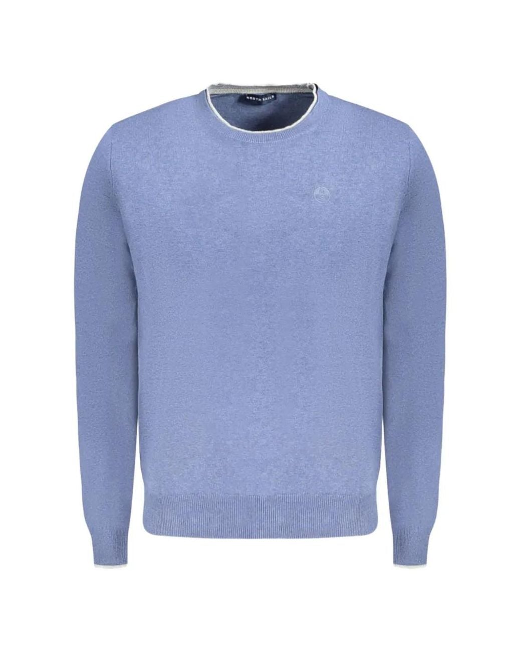 North Sails Blue Crew-Neck Cotton Sweater for men