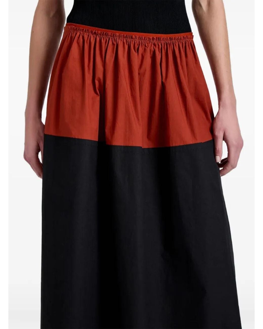 Proenza Schouler Red Nyla Colour-Block Midi Skirt