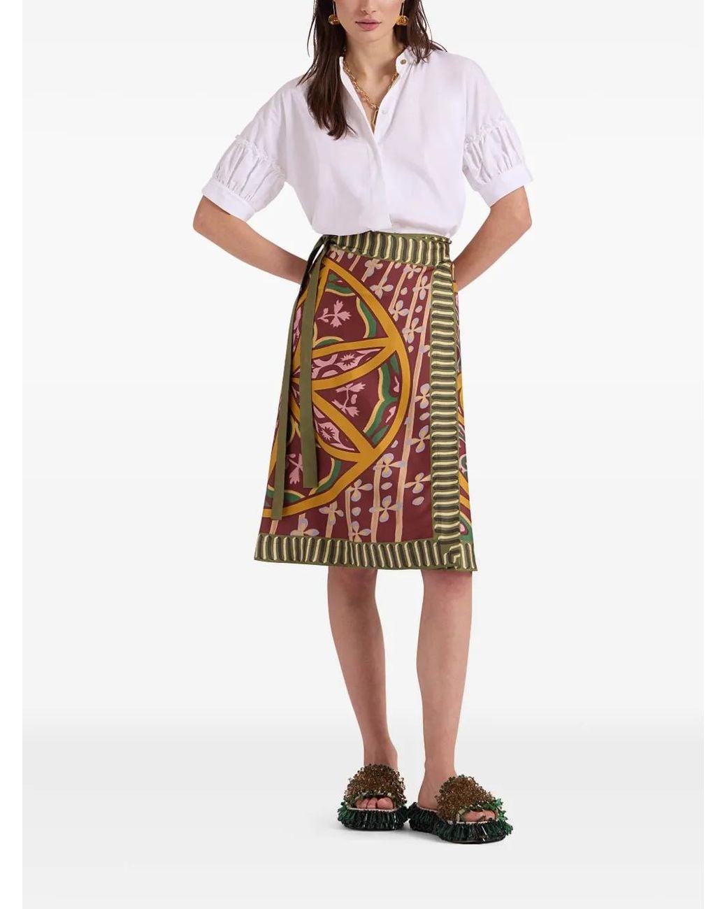 LaDoubleJ Red Pareo Midi Skirt