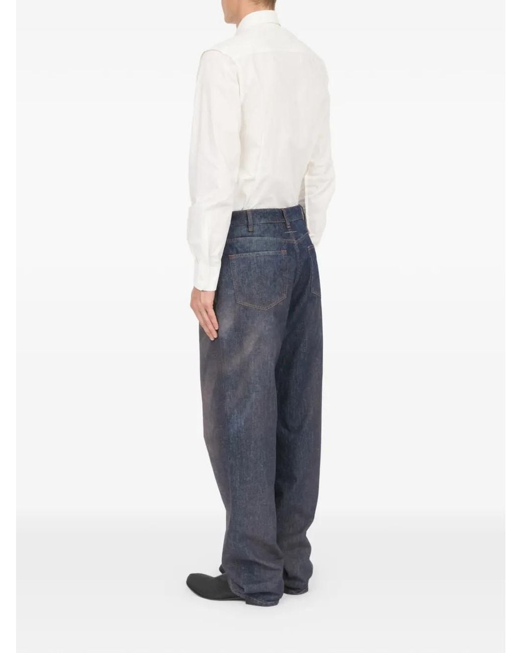 MM6 by Maison Margiela Blue Faded Denim Trousers for men