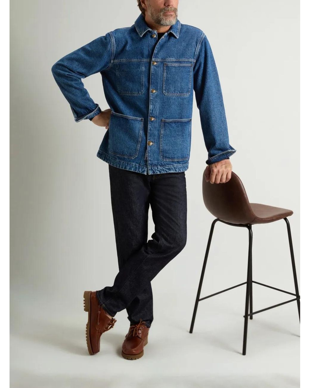 Woolrich Blue Veste En Jean À Poches Plaquées for men