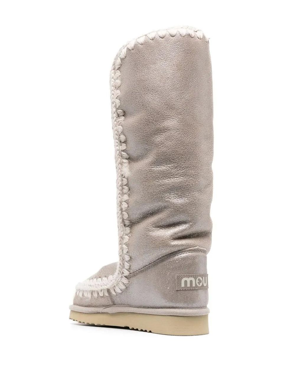 Mou White Metallic Leather Boots