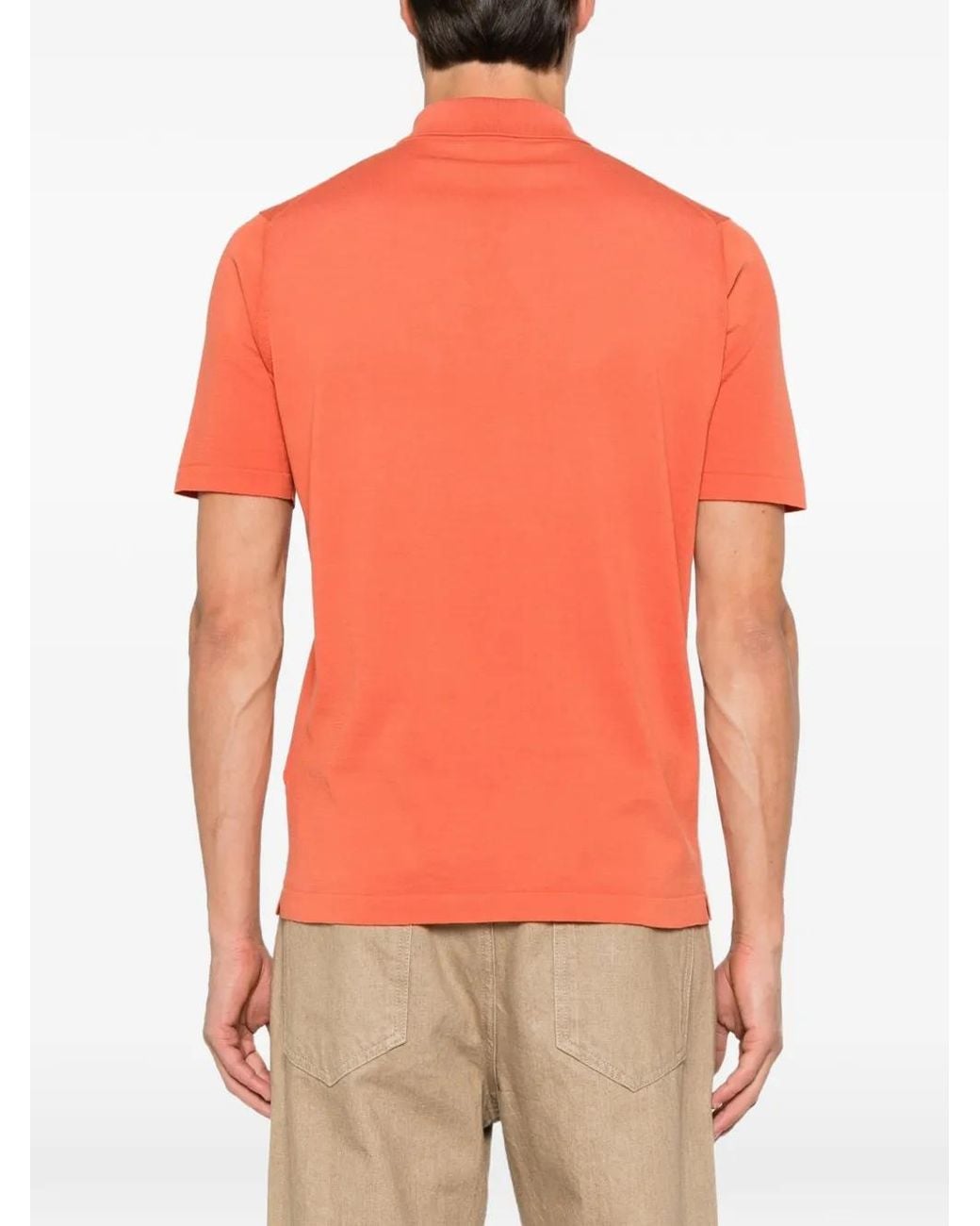 Cesare Attolini Orange Short-Sleeve Polo Shirt for men