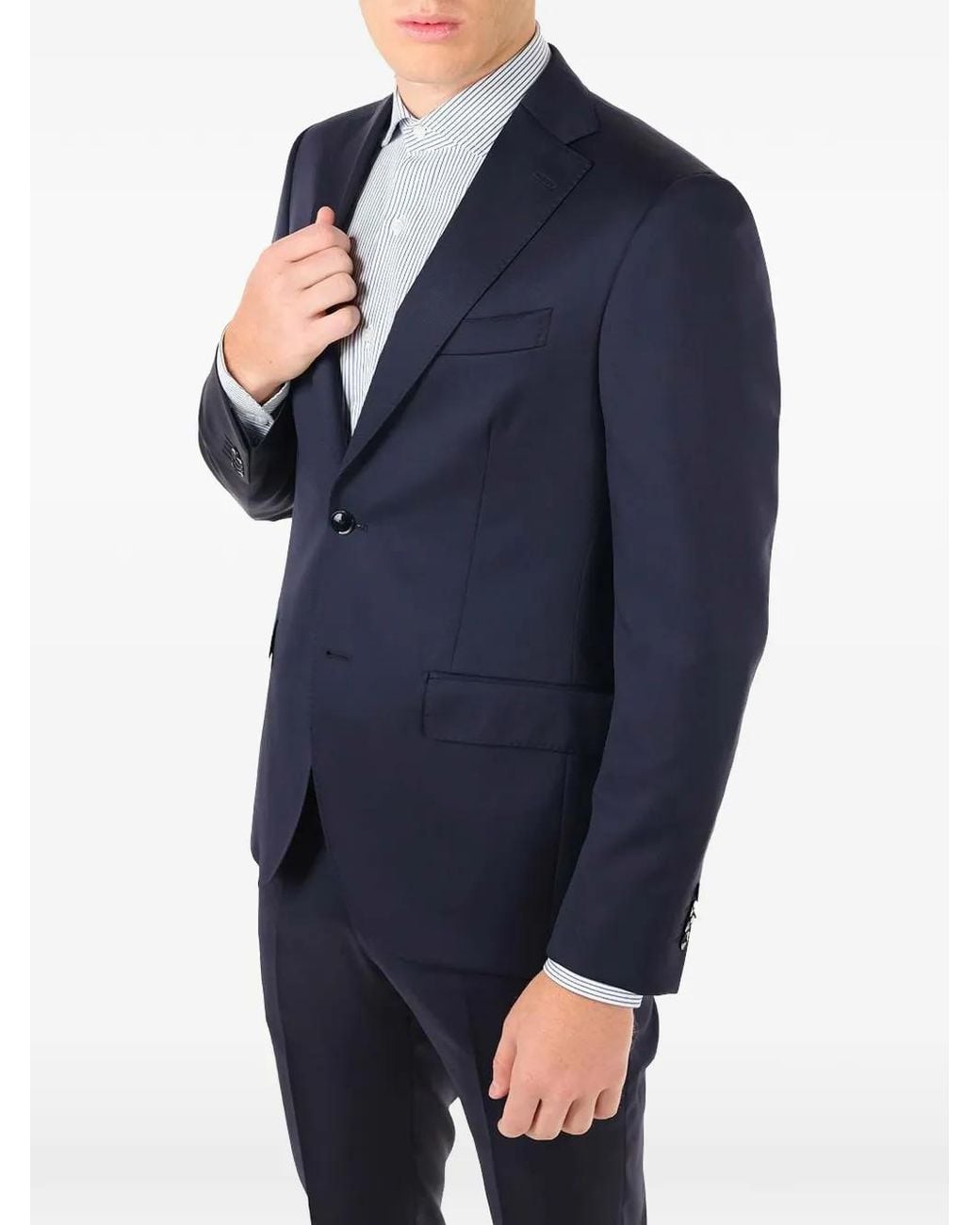 Al Duca D'aosta Blue Single-Breasted Notch-Lapel Suit for men