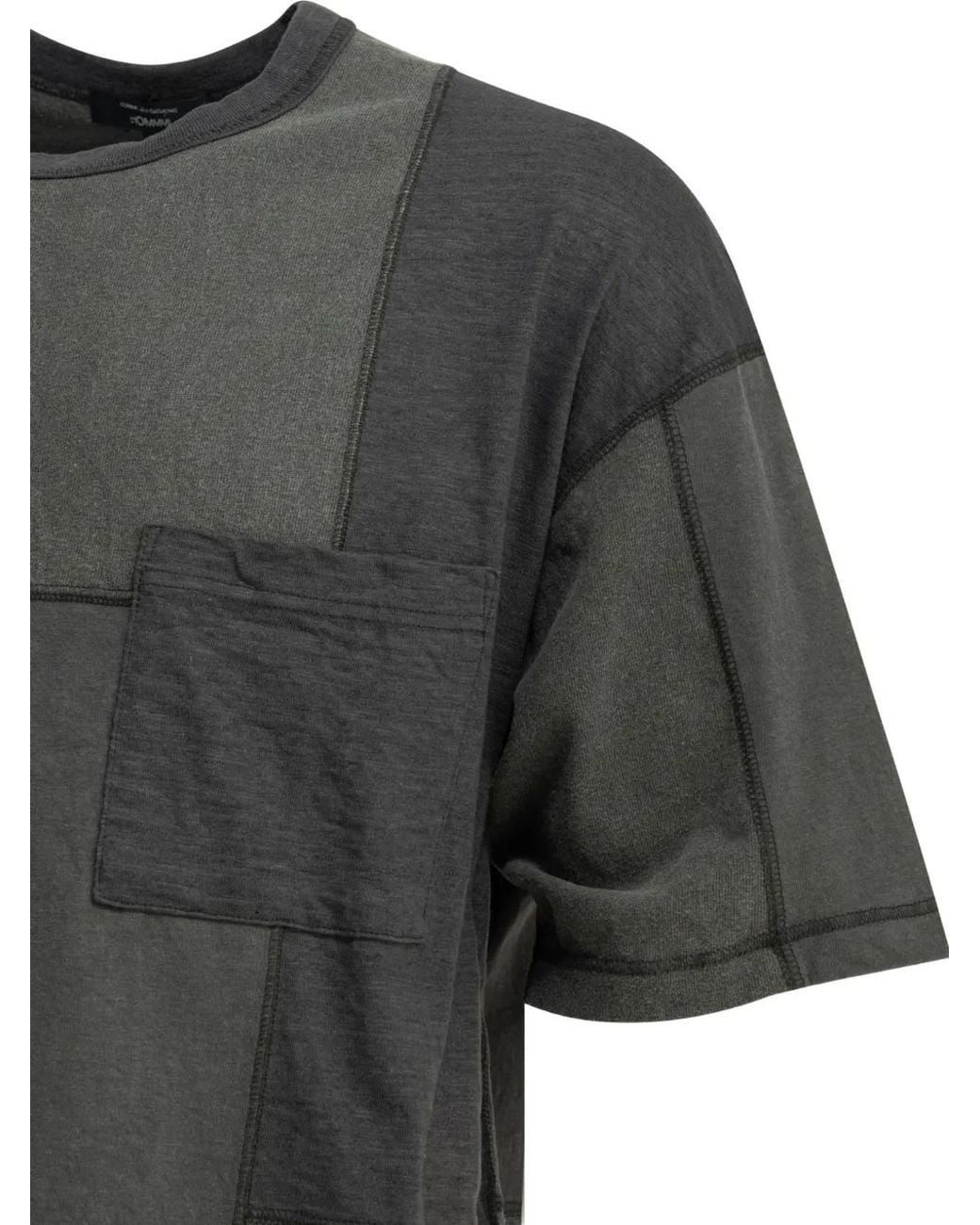Comme des Garçons Gray Patchwork Chest-Pocket T-Shirt for men