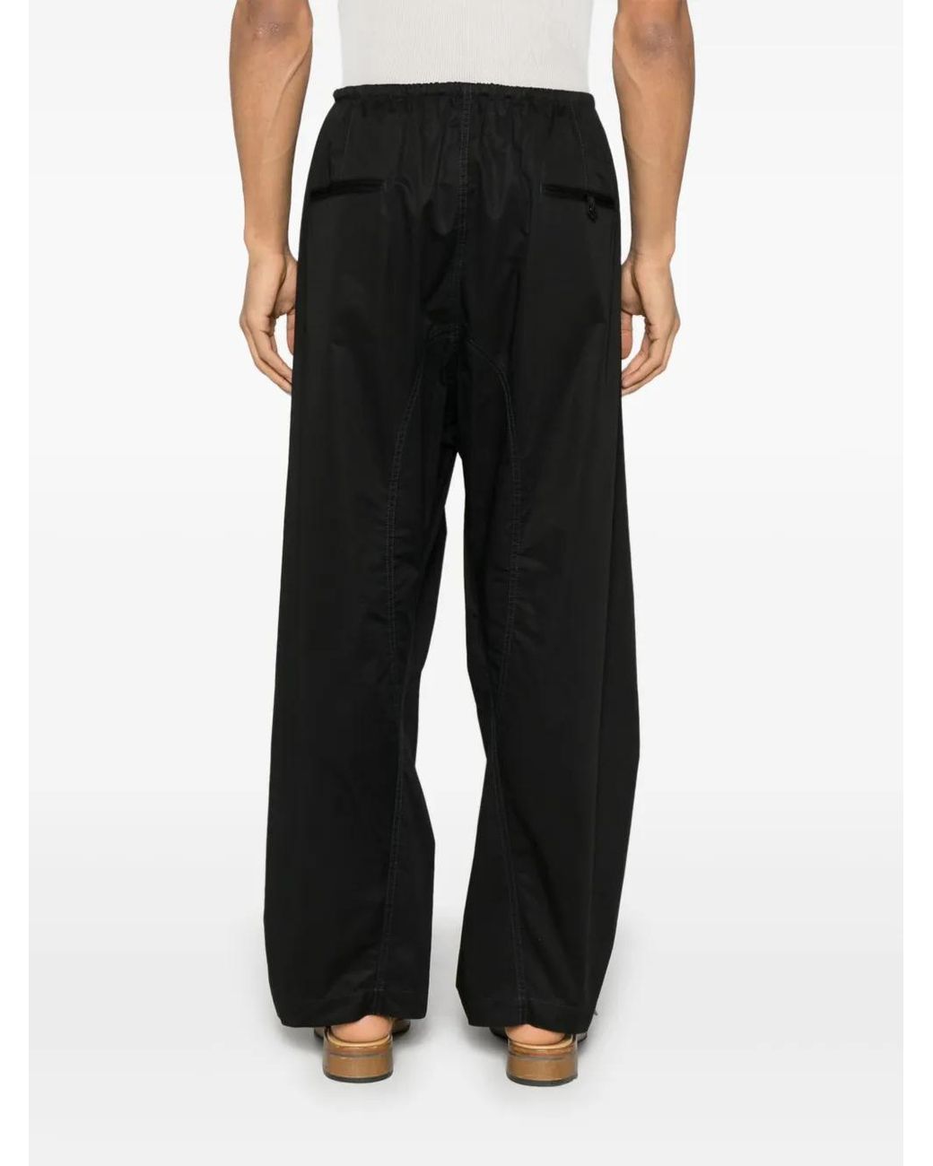 Lemaire Black Drawstring Straight Trousers for men