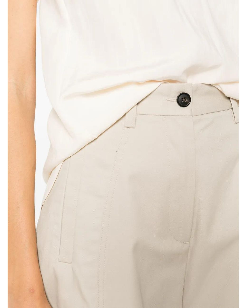Covert White Belt-Loop Trousers
