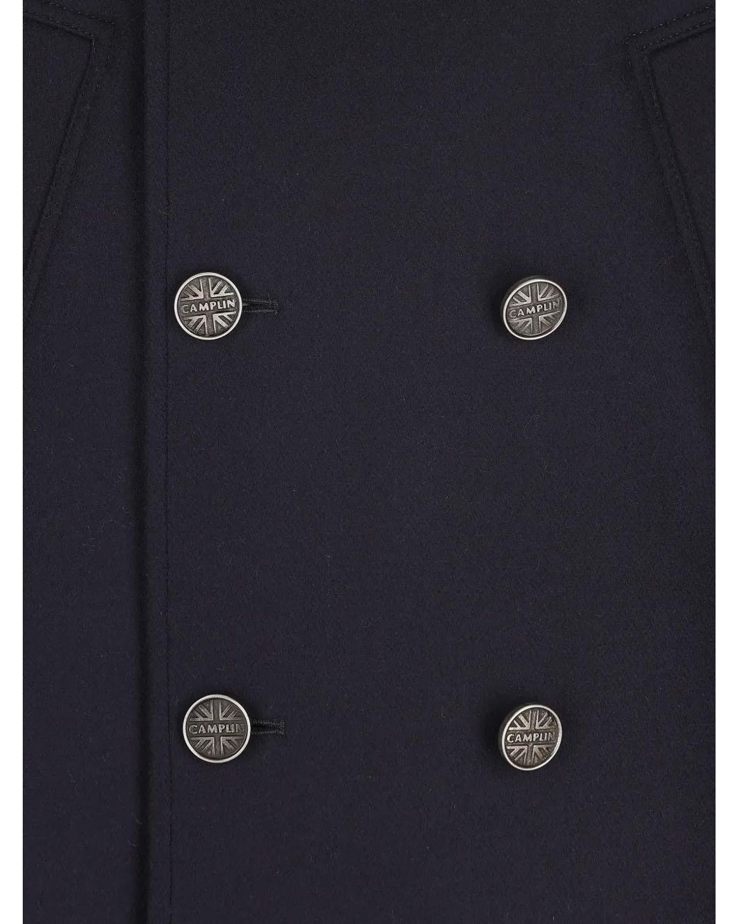 Camplin Blue Double-Breasted Logo-Button Coat for men