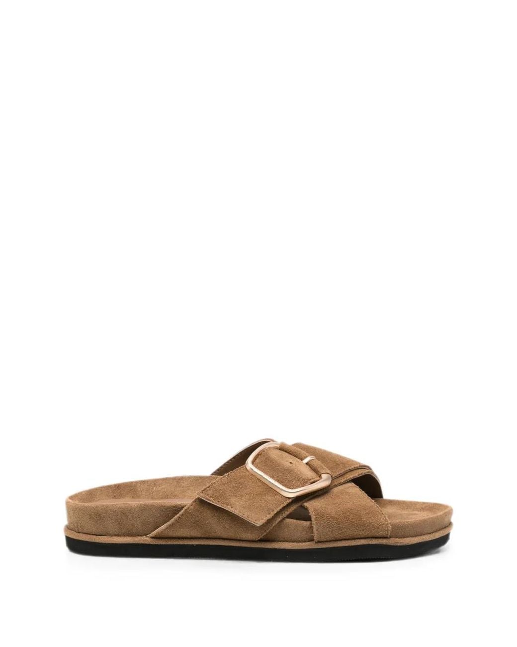 SERGIO MORETTI FIRENZE Brown Buckle-Fastening Crossover-Strap Sandals