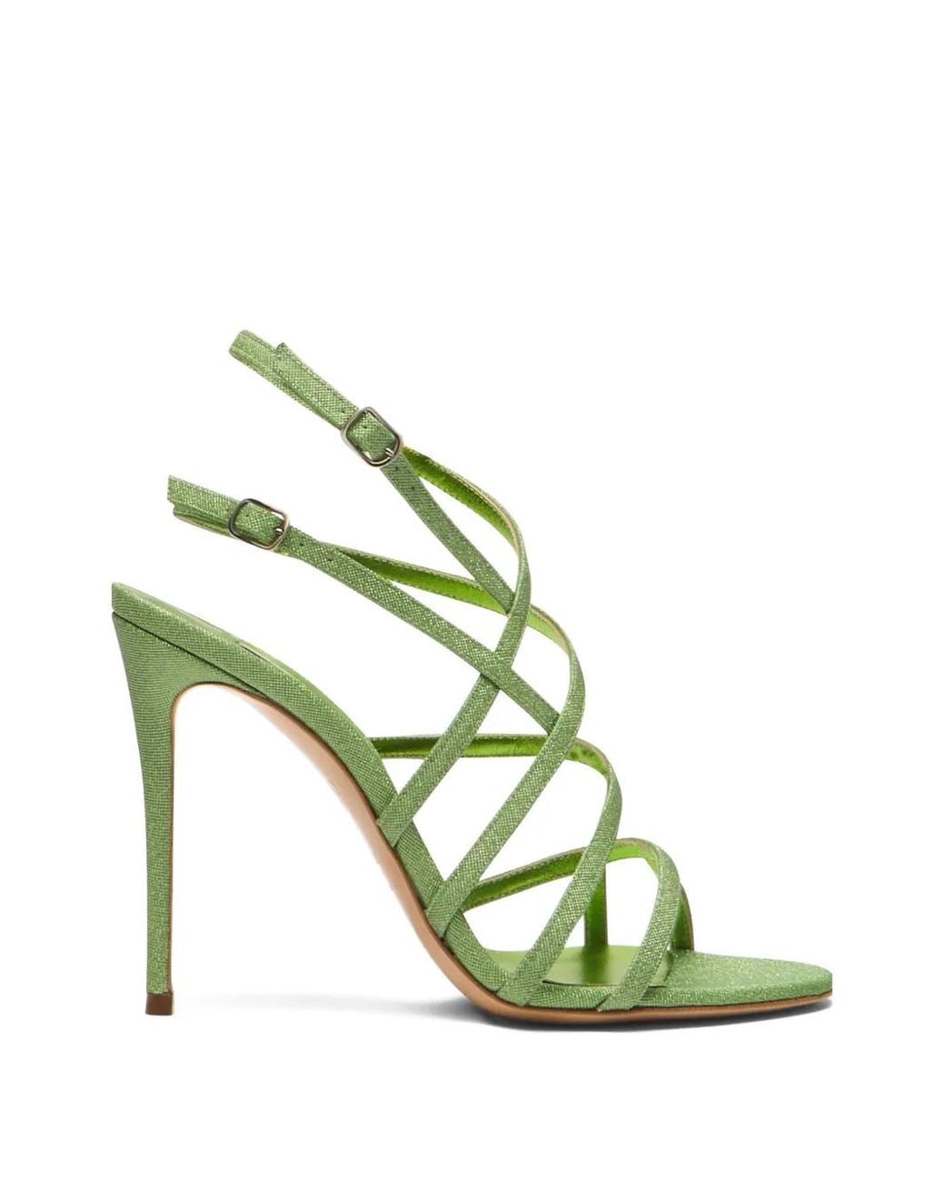 Casadei Green Julia Caged Sandals