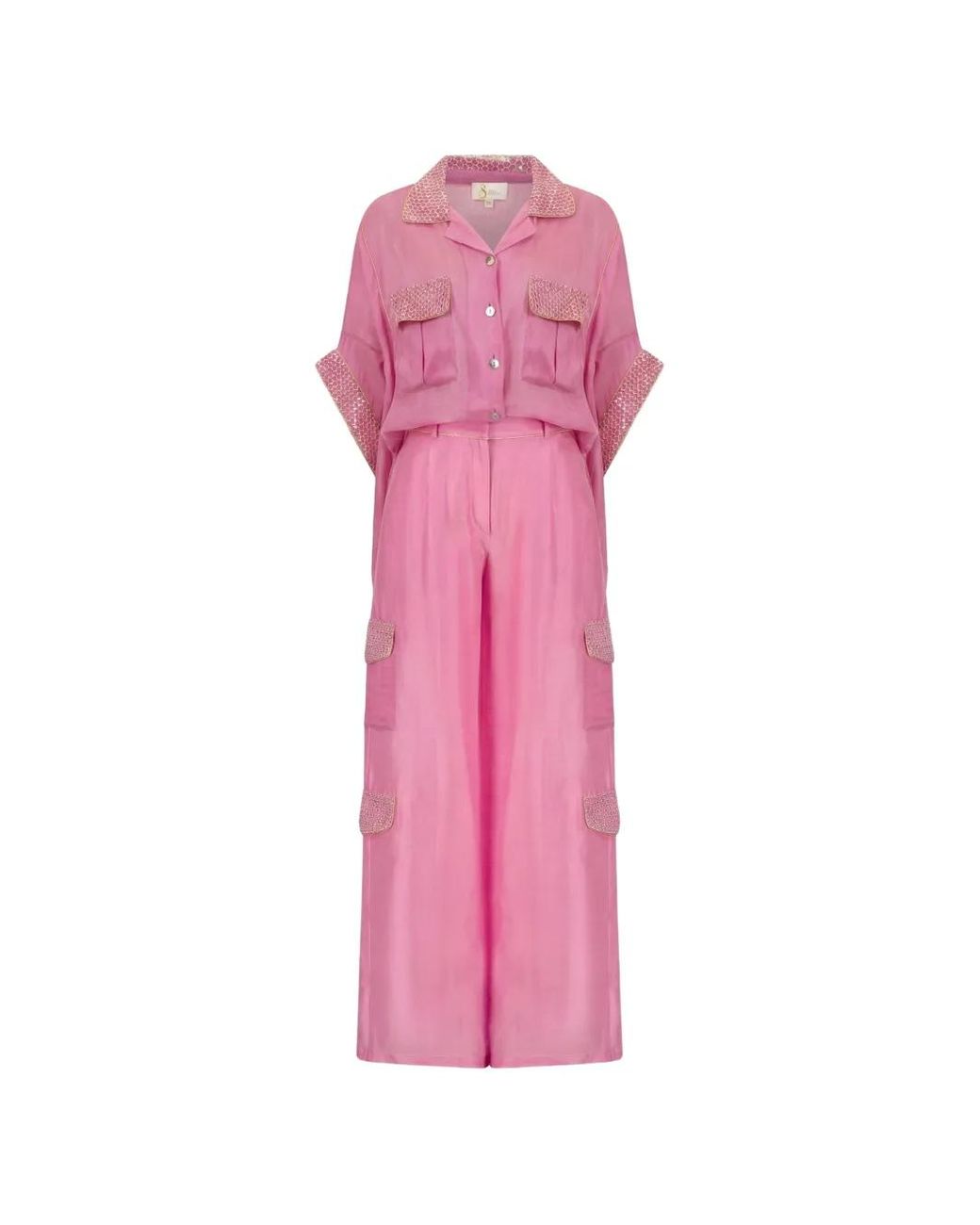 SANA OSMANI Pink Sage Cargo-Pockets Trousers Set