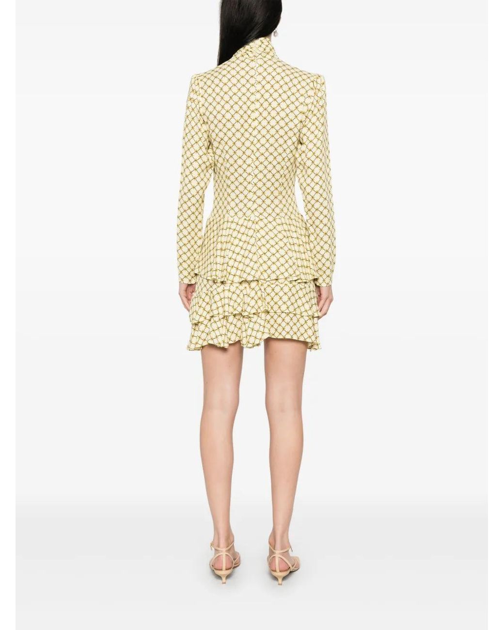 Elisabetta Franchi Natural Monogram-Print Midi Dress