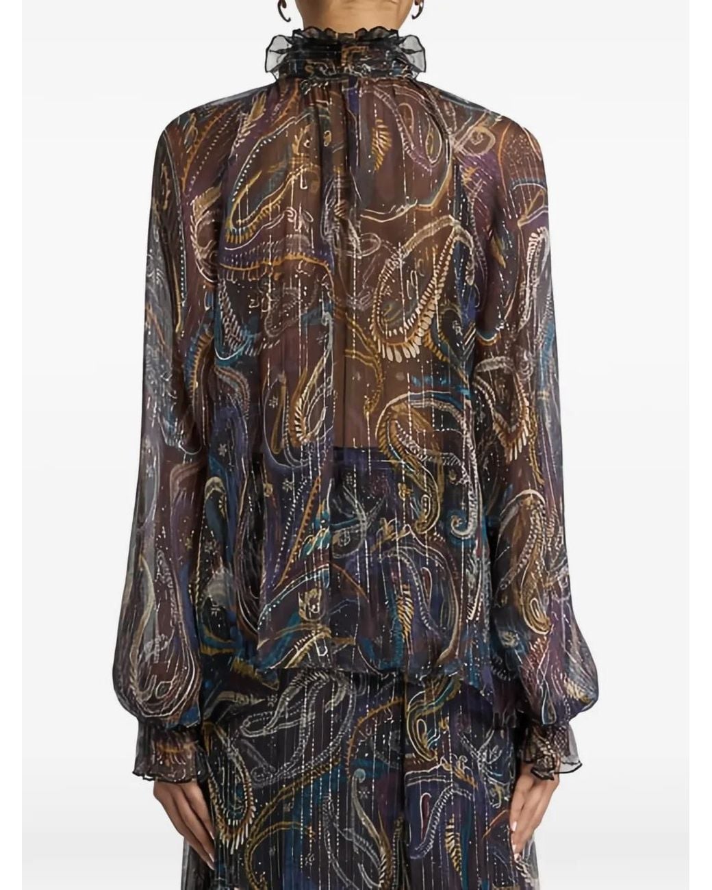 Etro Purple Paisley Silk Blouse