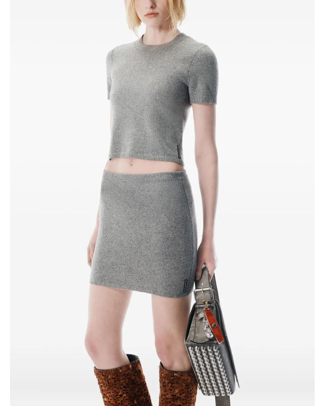 Alexander Wang Gray Ribbed Mini Skirt