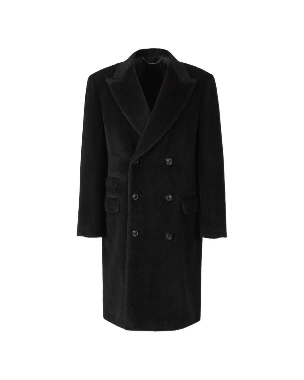 Canali Black Peak-Lapel Double-Breasted Coat for men