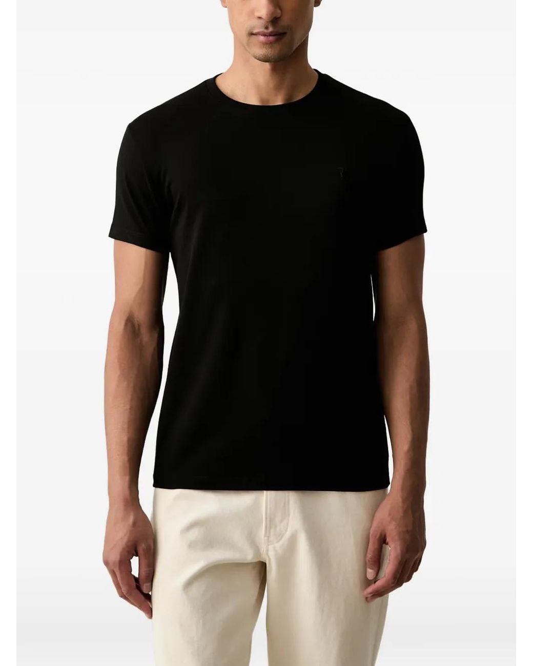 Trussardi Black Logo-Embroidered T-Shirt for men