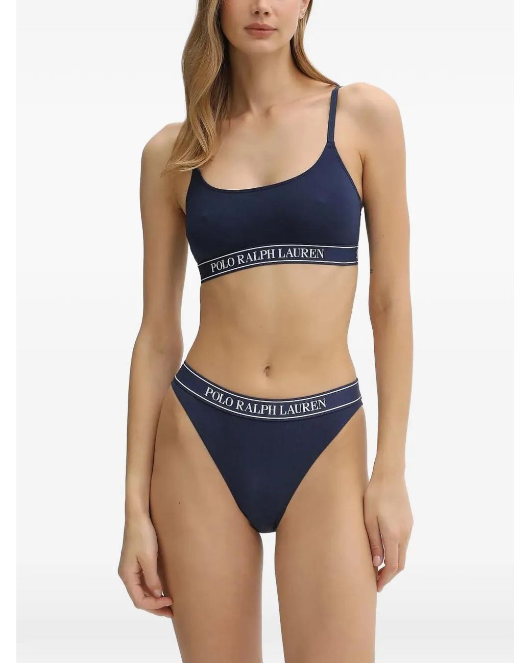 Polo Ralph Lauren Blue Logo-Underband Scoop-Neck Bra