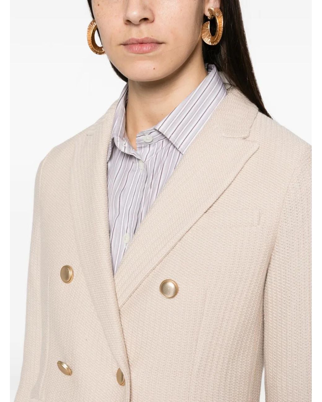 Circolo 1901 Natural Double-Breasted Wool Blazer