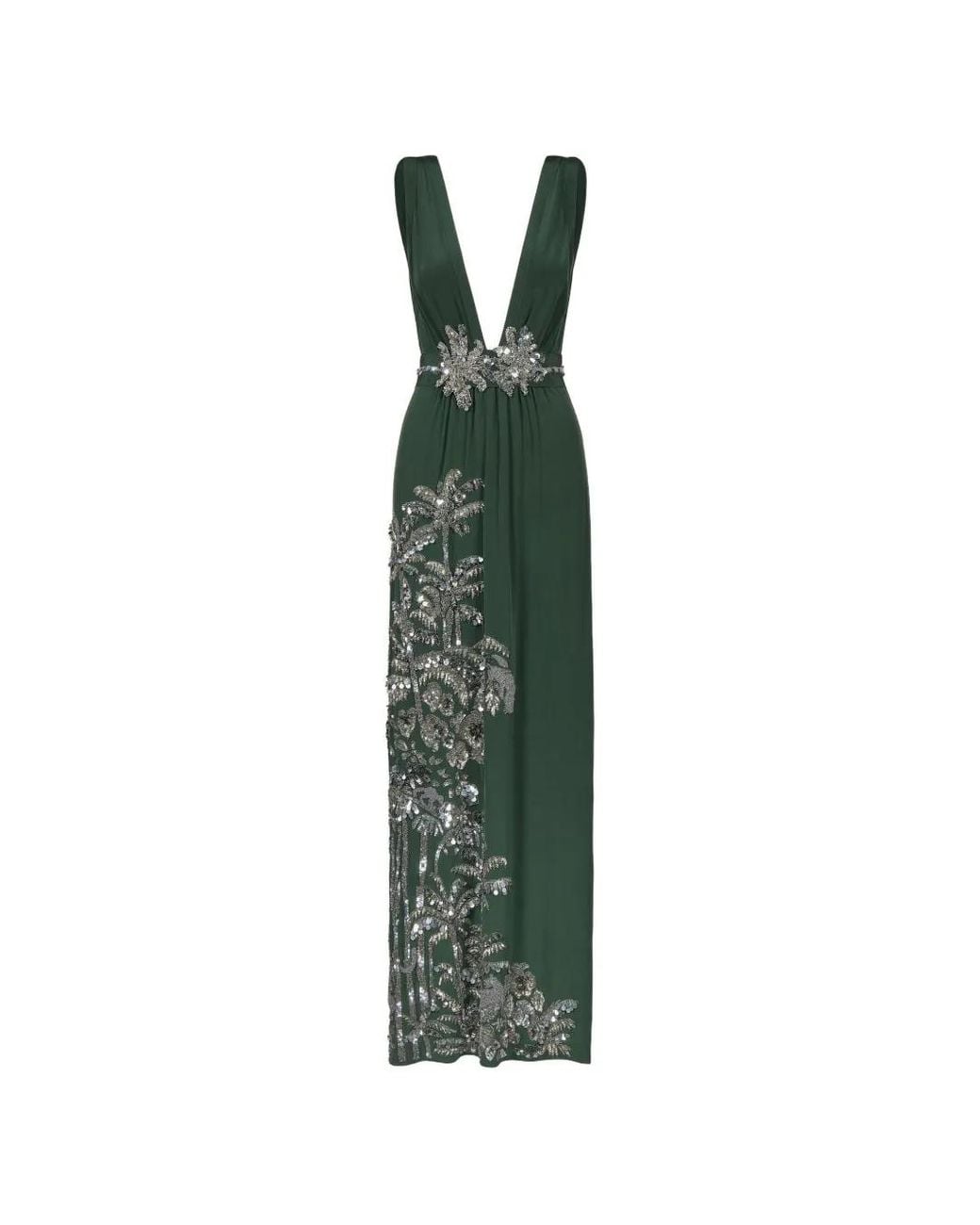 Johanna Ortiz Green Expedición Elegante Sequin-Embellished Silk Maxi Dress