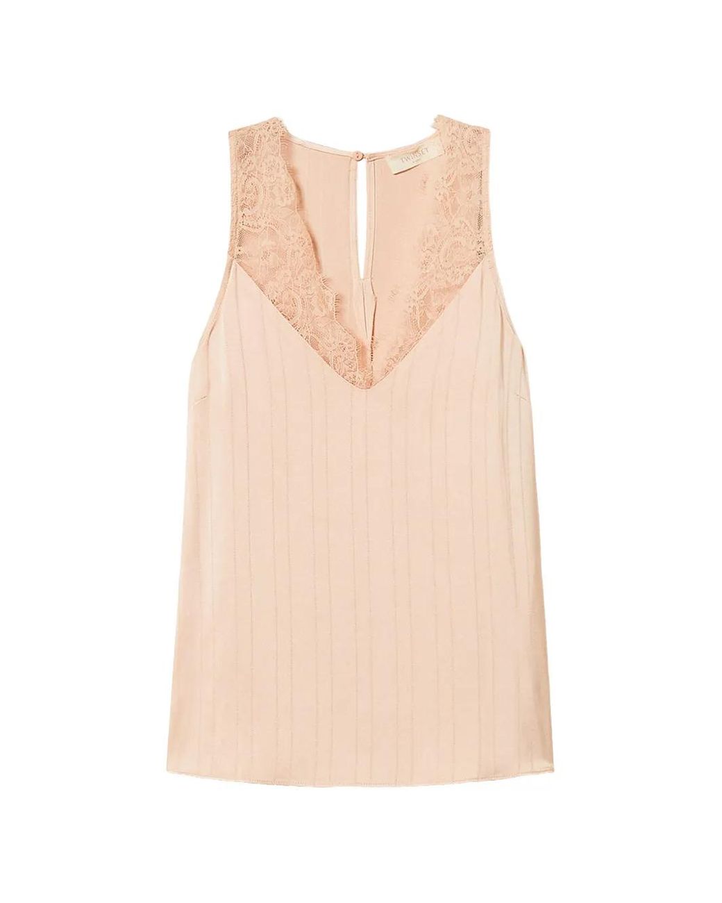 Twinset Natural Satin And Lace Top