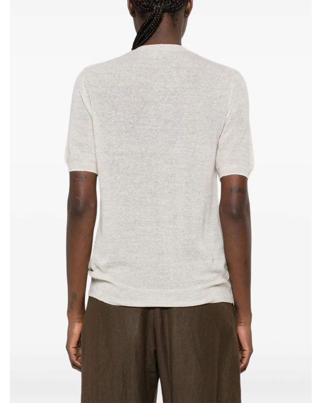 Loro Piana White Short-Sleeve Crew-Neck Sweater