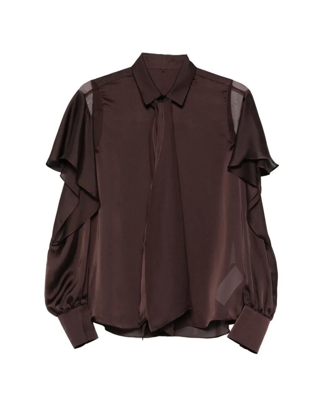 Sacai Brown Ruffled Panelled Shirt