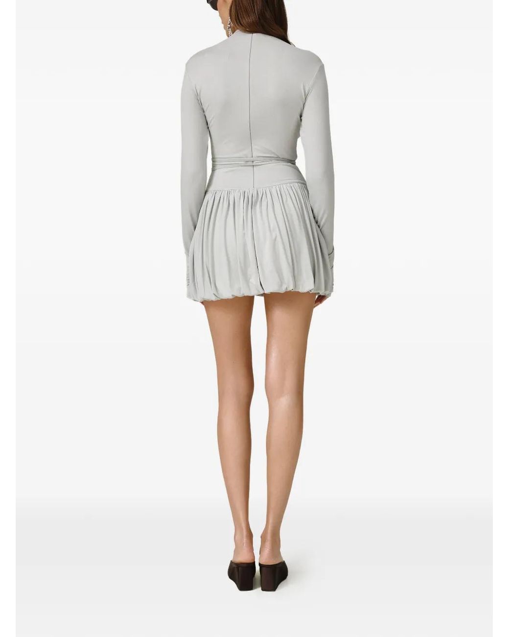 Pink White Drawstring Gathered Mini Dress