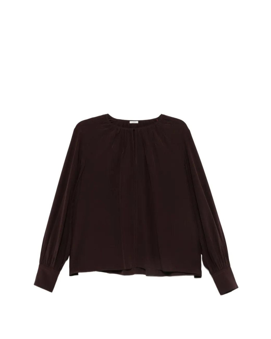 Joseph Black Gathered Long-Sleeve Blouse