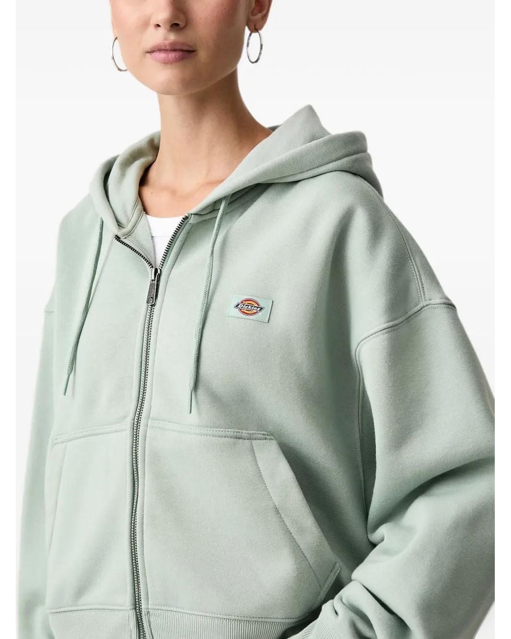 Dickies Gray Logo-Patch Zip-Up Hoodie