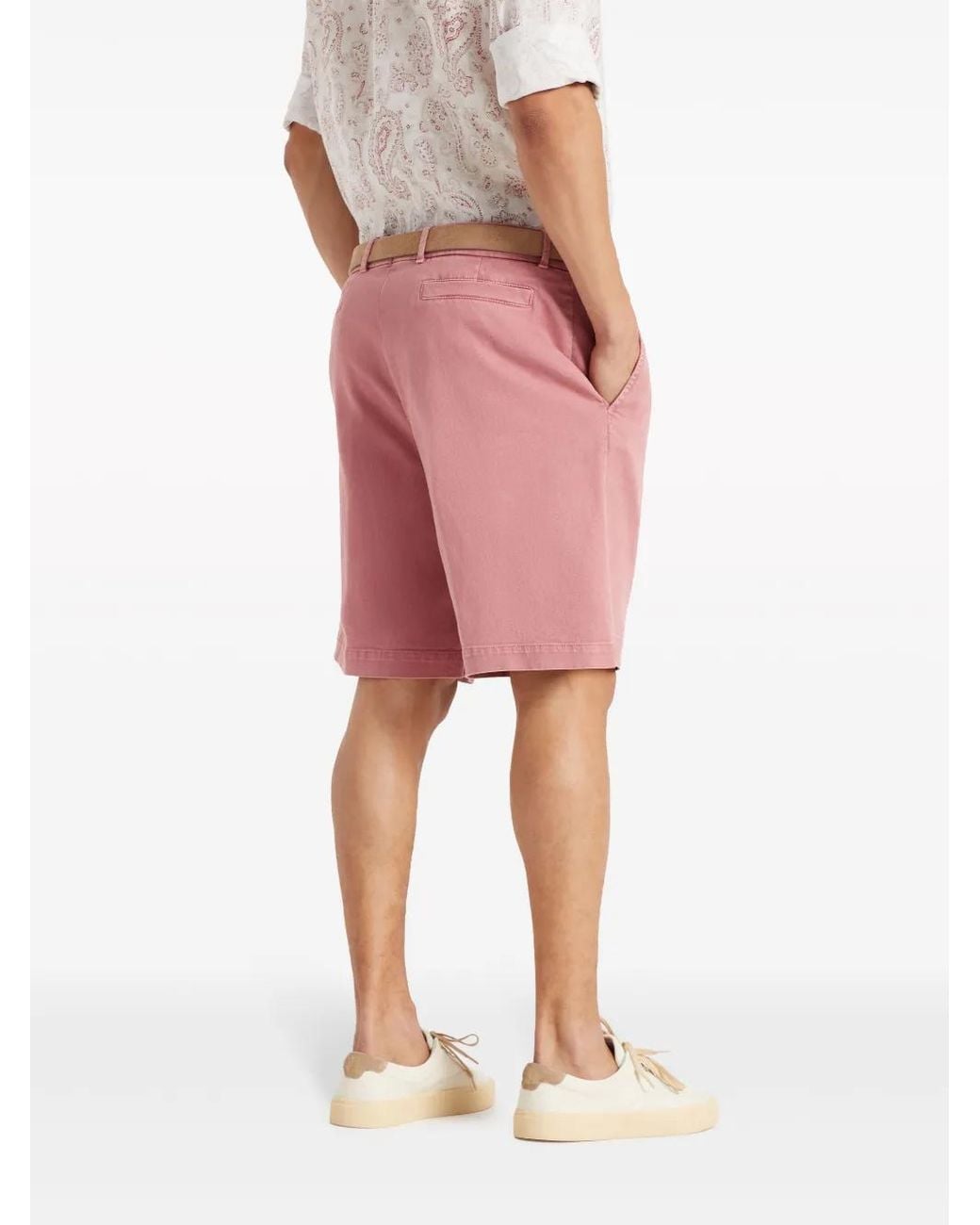 Brunello Cucinelli Pink Knee-Length Denim Bermuda Shorts for men