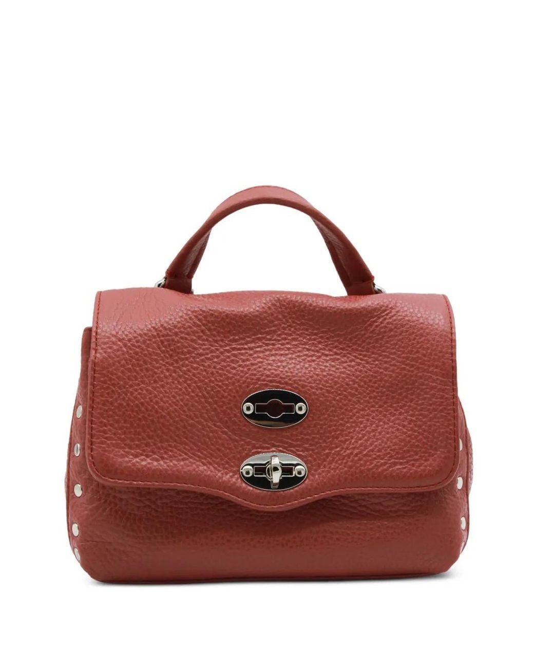 Zanellato Red Sac Cabas Baby Postina En Cuir À Détails De Clous