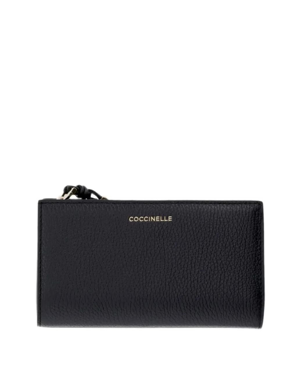 Coccinelle Black Logo-Lettering Pebbled-Leather Wallet for men