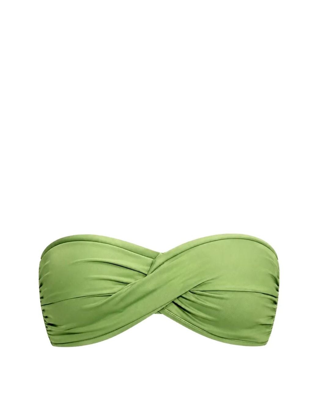 Seafolly Green Twist-Detail Bandeau Bikini Top