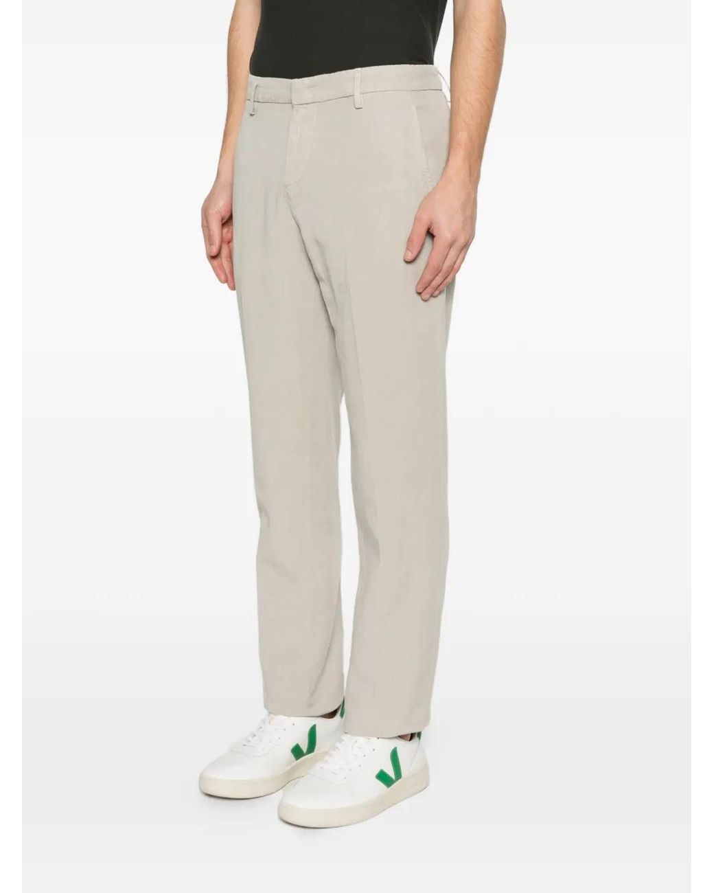 Dondup White Belt-Loops Trousers for men