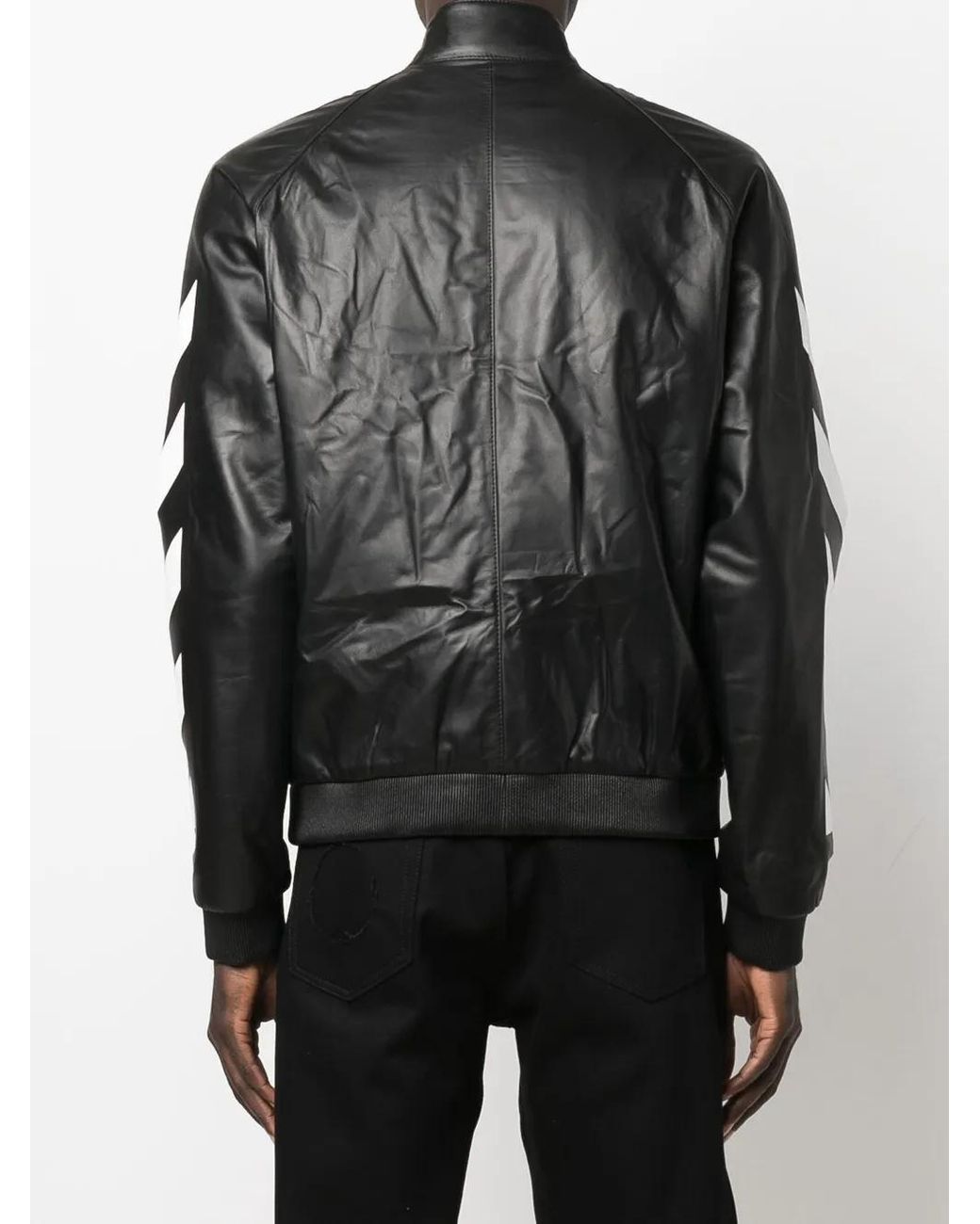 Off-White c/o Virgil Abloh Black Diag-Stripe Leather Jacket for men