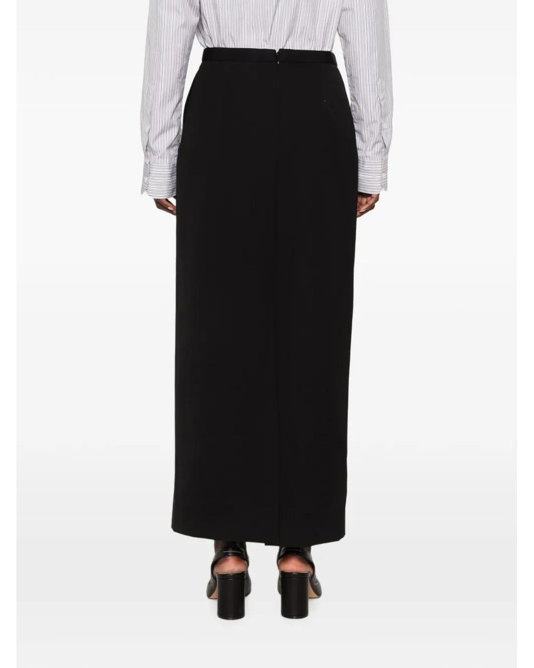 Maison Mihara Yasuhiro Black Logo-Patch Maxi Skirt