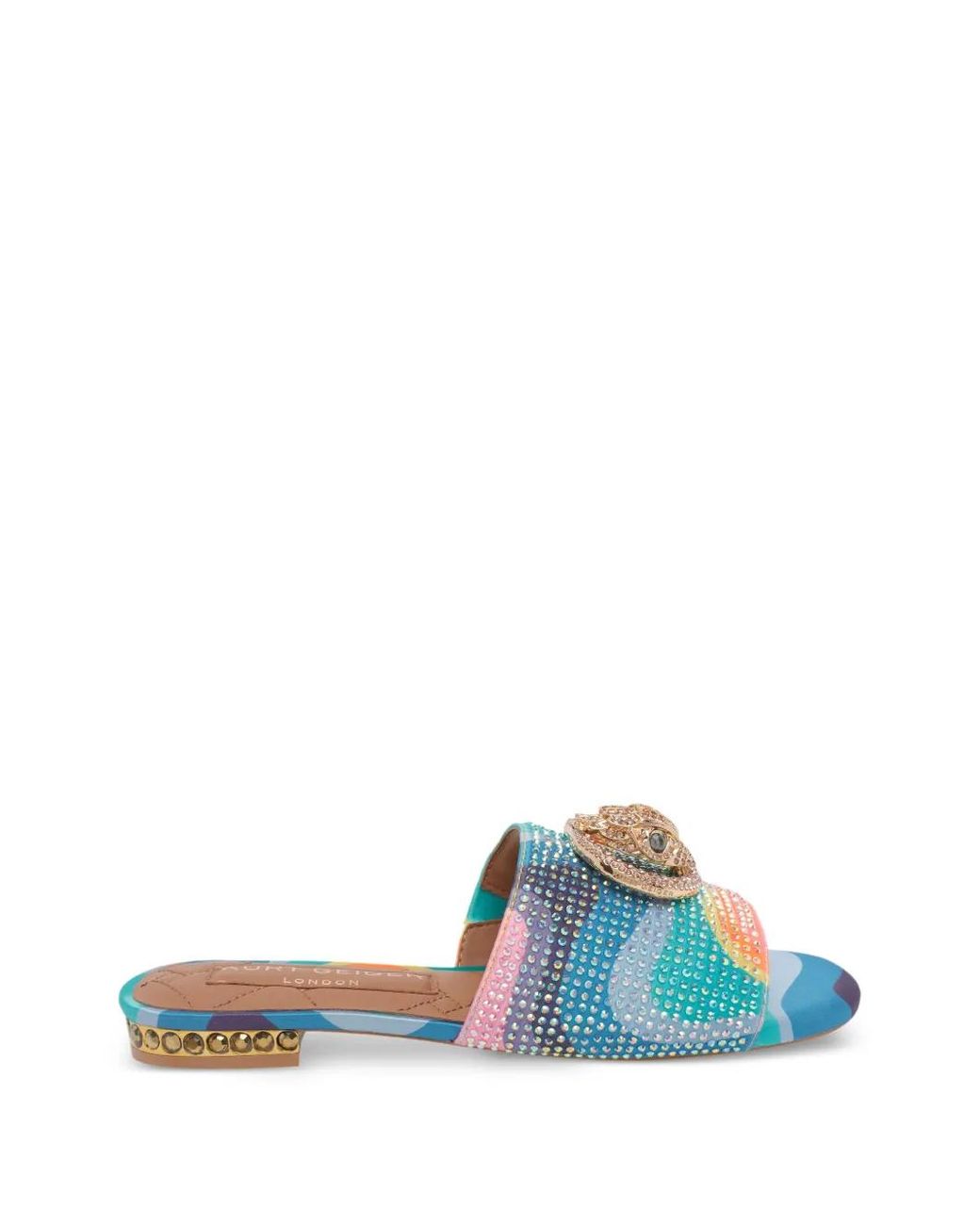 Kurt Geiger Blue Chelsea Crystal-Embellishment Logo Sandals