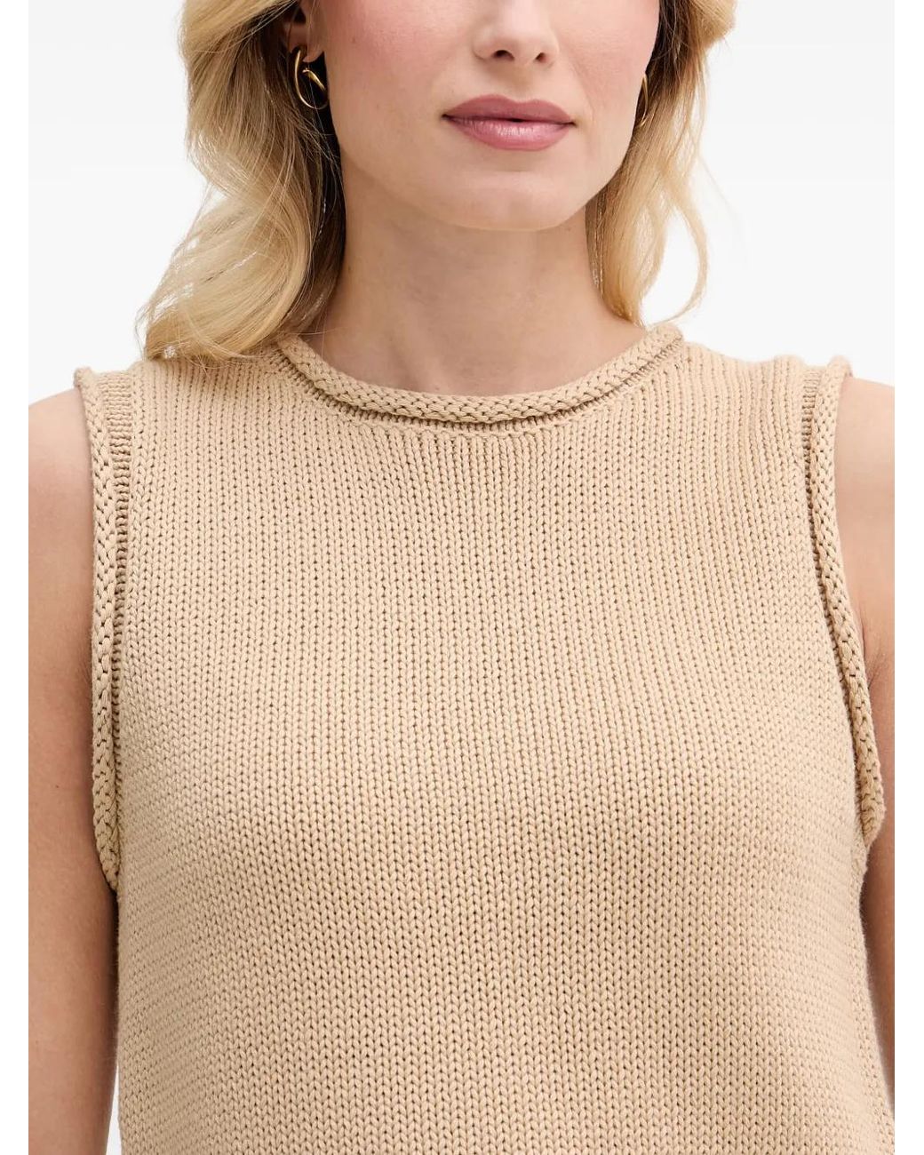 Mos Mosh White Mmaubin Sl Rolled-Trim Sleeveless Top