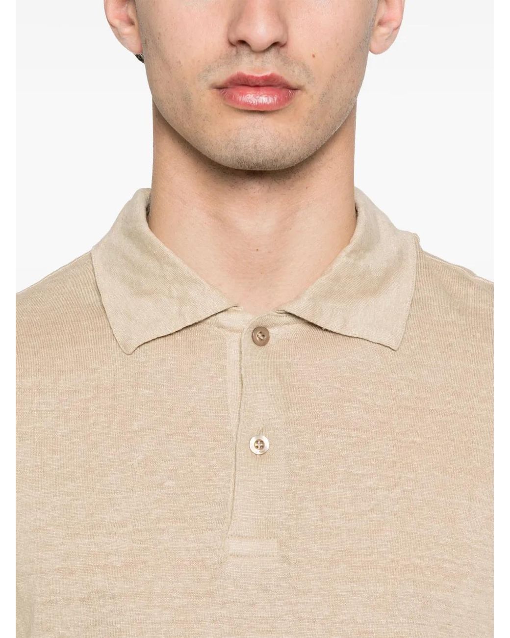 Sandro Natural Linen Polo Shirt for men